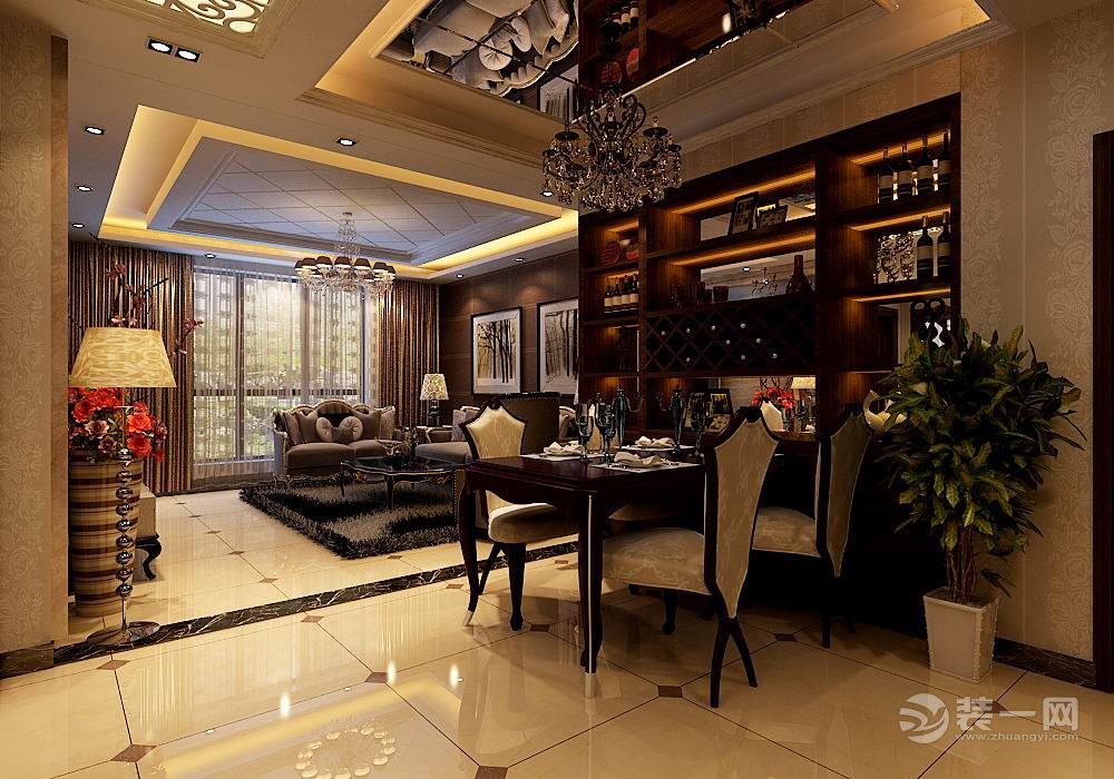 郑州海森林103平三居室欧式风格全包11万餐厅效果图