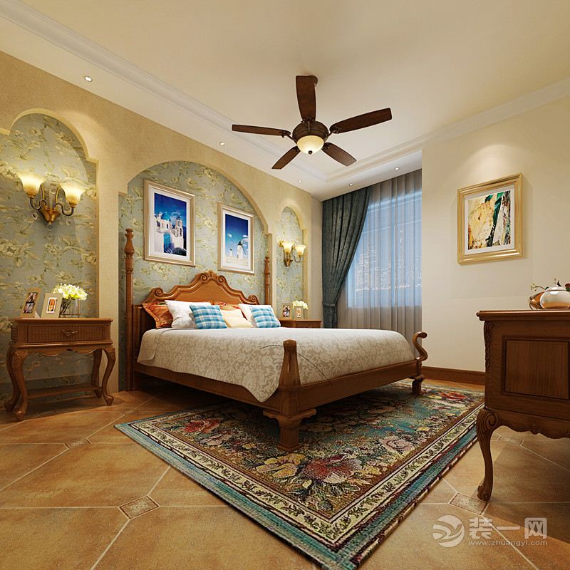 郑州财信圣堤亚纳120平三居室美式风格卧室效果图