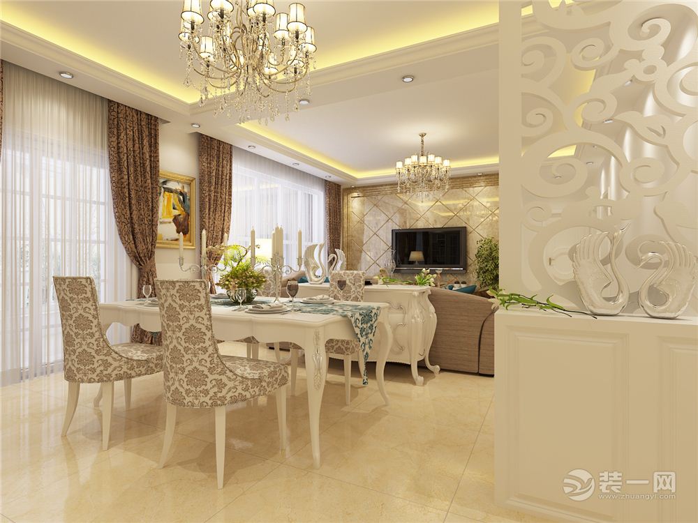 郑州正弘山旧房改造100平二居室欧式风格 餐厅效果图展示