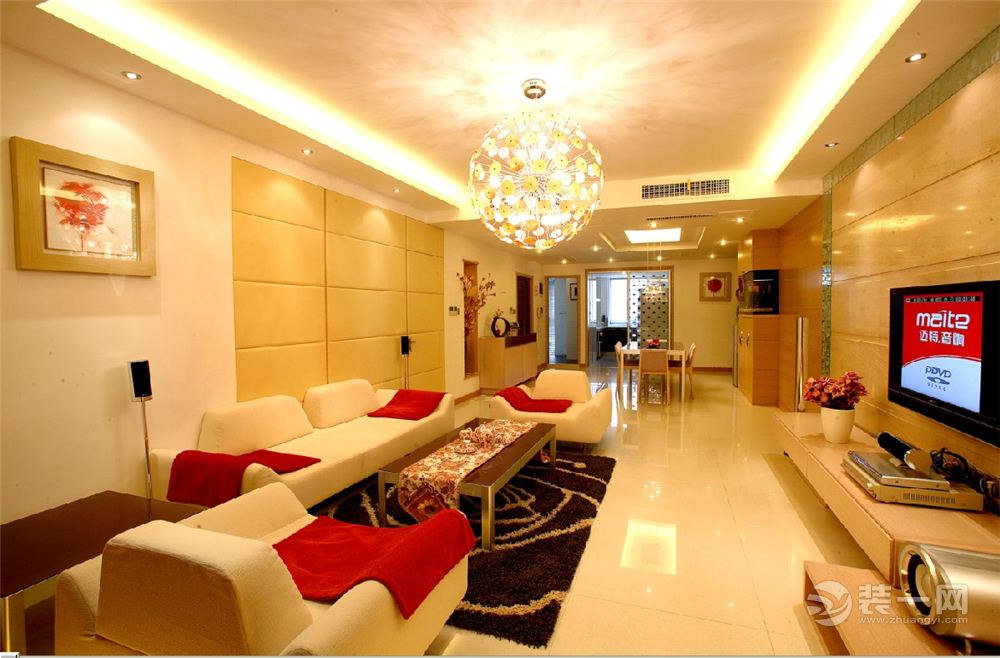 郑州海马壹号公园现代简约135平三居室客厅效果图