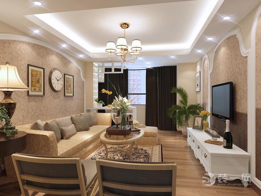 郑州远洋香奈160平三居室现代简约风格案例 客厅