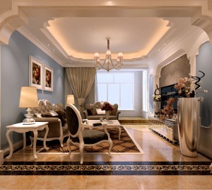 郑州怡家百合137平三居室欧式风格效果图欧式风格客厅效果图