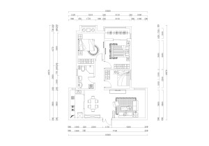 現代簡約錦繡山河96平三居室現代簡約平面布置效果圖