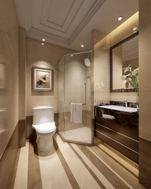 郑州祝福红城78平二居室简欧风格装修效果图卫生间效果图