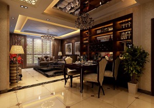 郑州海森林103平三居室欧式风格全包11万餐厅效果图