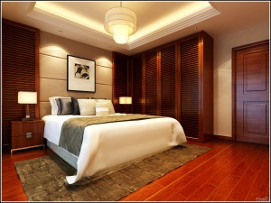 郑州尚东郡130平三居室现代简约装修风格卧室效果图
