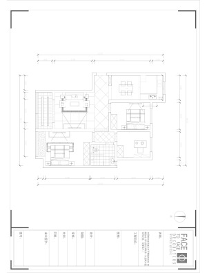 郑州尚东郡130平三居室现代简约装修风格平面布置效果图
