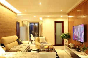 郑州汇金玫瑰园151平三居室现代简约风格客厅效果图
