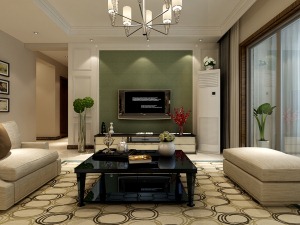 郑州永恒理想世界138平三居室现代风格装修客厅效果图