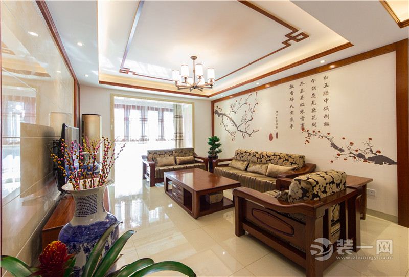 阳光苑 130平 三居室 造价29万 中式风格客厅