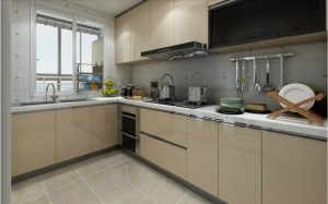 128平三居室简美风格装修厨房效果图