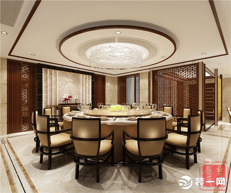 胡锦花园300平米复式新中式风格装修效果图餐厅