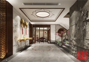 胡锦花园300平米复式新中式风格装修效果图门厅