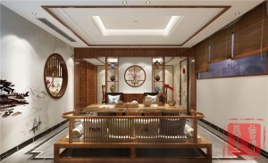 胡锦花园300平米复式新中式风格装修效果图茶室