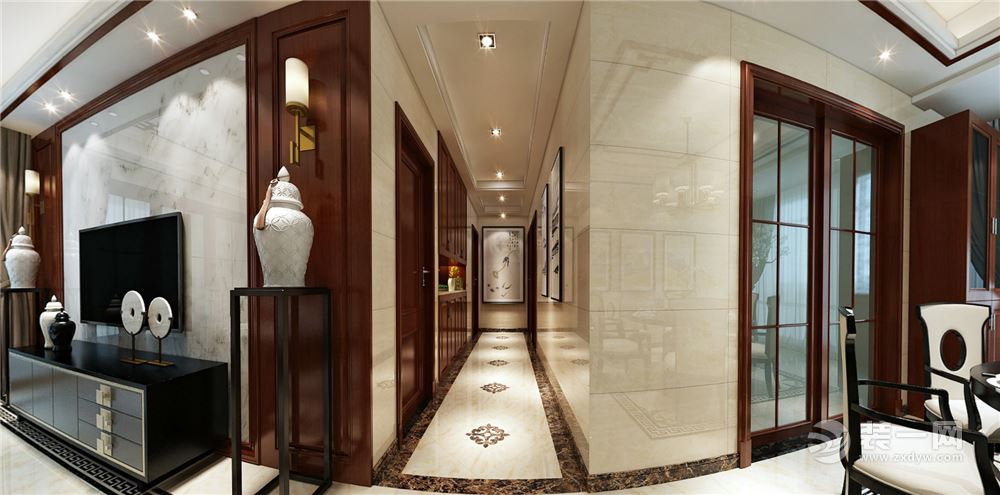 「安然居装饰」中南锦苑-简约中式-走廊效果图，  预约设计：18550504103