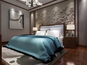 别墅设计-克拉水城-中式风格-卧室效果图