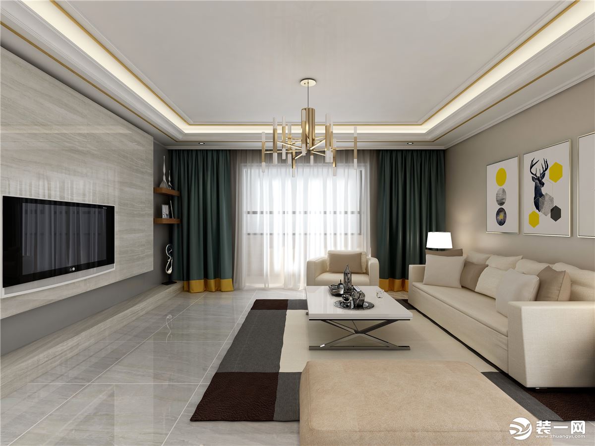 保定瑞博文易家装饰安新国税局现代风格13.2万-客厅