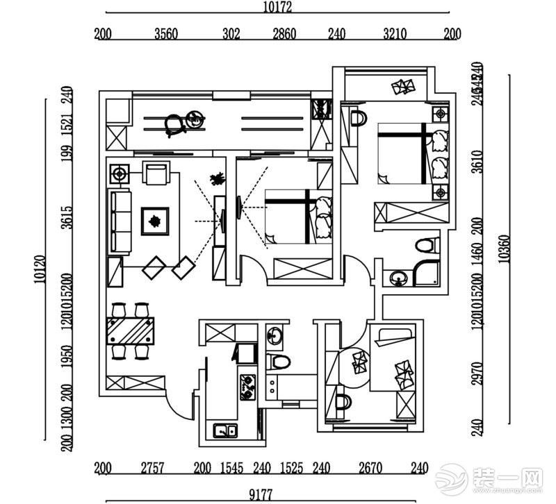 兰州龙发装饰89平米三居室现代案例