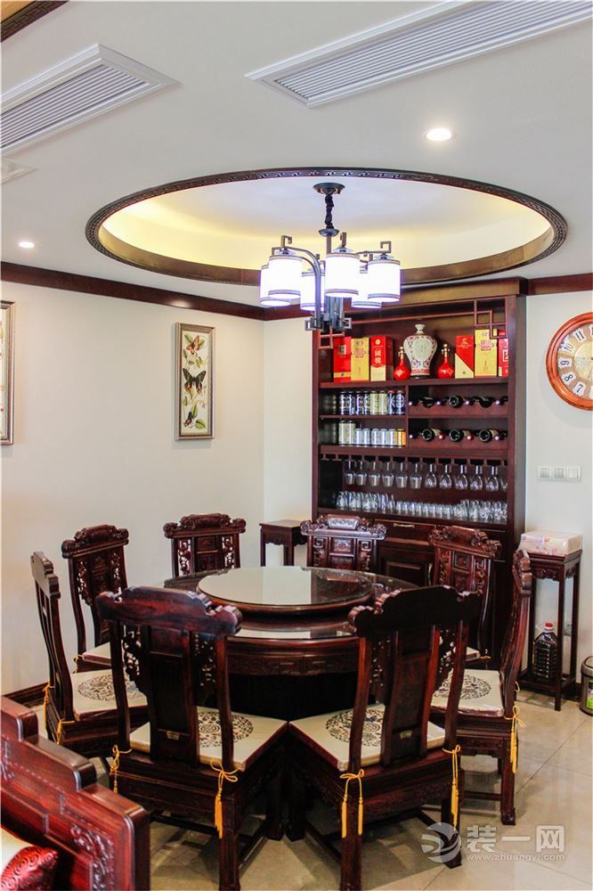 【重庆生活家装饰】龙湖原著 |160平方中式餐桌装修实景图