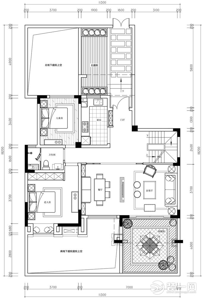 重慶生活家裝飾 | 300m2中式風(fēng)格裝修設(shè)計(jì)案例 一樓