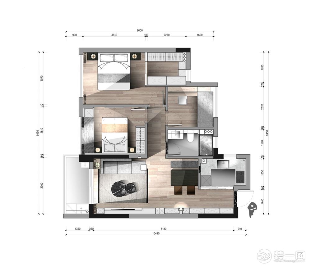 重庆生活家装饰 | 100m²现代简约装修设计案例 平面设计