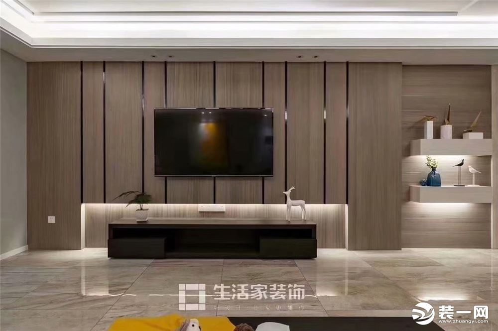 【重庆生活家装饰】南滨特区170m2现代轻奢风格实景案例  电视墙