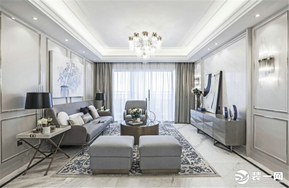 135㎡法式装修设计，浪漫精致的生活 ​​​​ 客厅