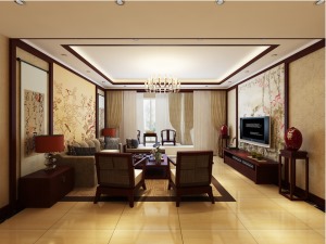 【重庆生活家装饰】小户型65平方中式风格案例效果图-客厅
