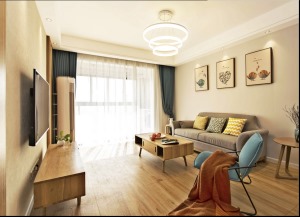 重庆生活家装饰 | 98m²北欧原木风格装修效果图 沙发背景