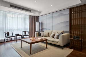 重庆生活家装饰|曙光新村新中式140平方装修案例 沙发背景