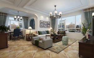 哈尔滨万达城100平米三居室美式风格客厅