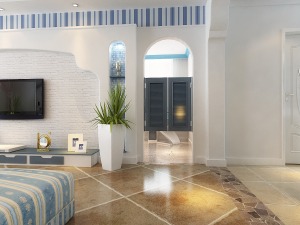 西华苑小区130平地中海风格三居室装修效果图客厅