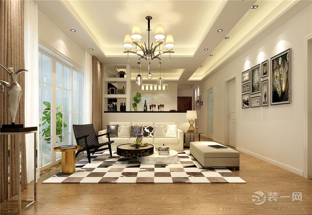 客厅整体以简洁明亮为主题，让人舒适。