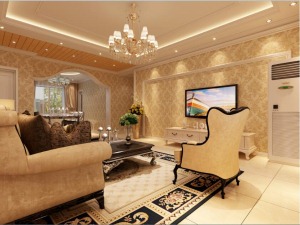 哈尔滨城市之星120平米三居室欧式风格客厅