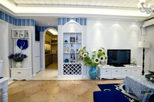 名家翡翠花园 88平 二居室 造价16万 地中海风情客厅