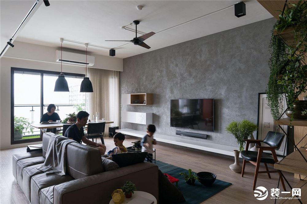上海三居室140平现代简约风格客厅装修效果图