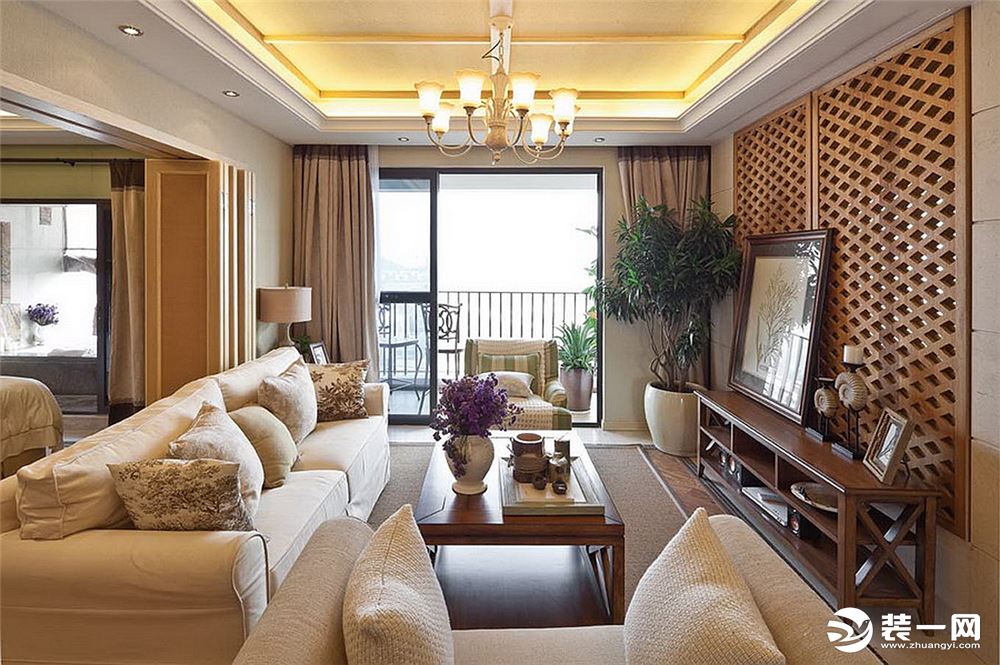 上海保利梧桐语四居室171平美式风格客厅装修效果图