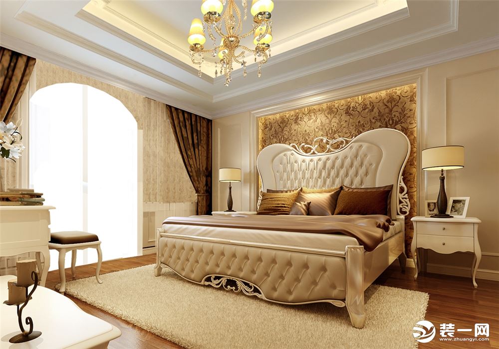 上海悦龙湾280平别墅简欧风格卧室装修效果图