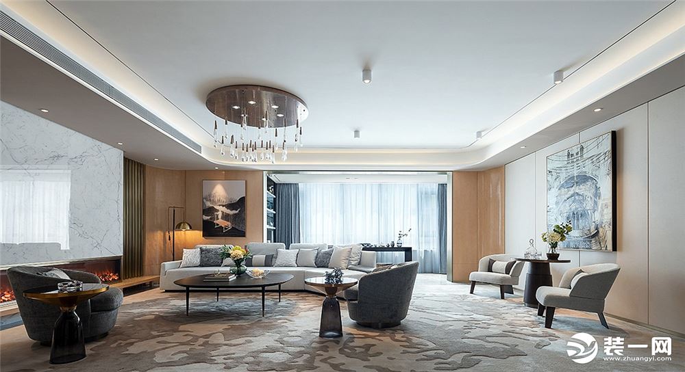 上海别墅大户型253平混搭风格客厅装修效果图