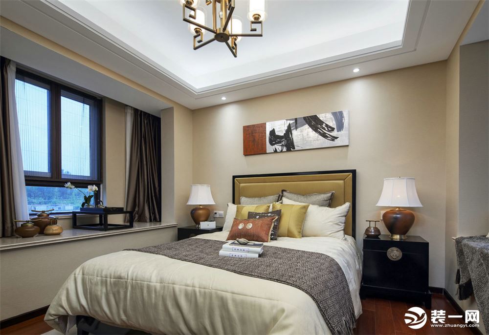 上海三居室120平现代新中式风格卧室装修效果图