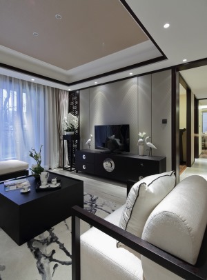 【紫业国际设计】三室两厅+新中式风格