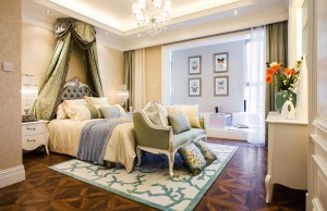 上海四居室150平美式輕奢風格臥室裝修效果圖