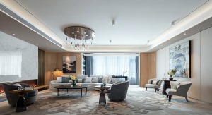 上海别墅大户型253平混搭风格客厅装修效果图