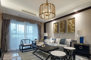 上海三居室120平现代新中式风格装修效果图
