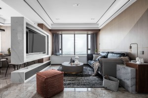 上海奉贤区89平现代风开放式设计住宅家装效果图