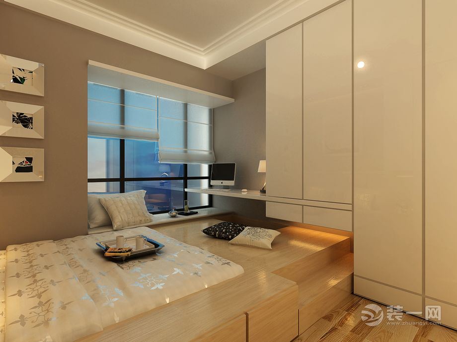广州富力天禧78平米两居室现代简约卧室效果图
