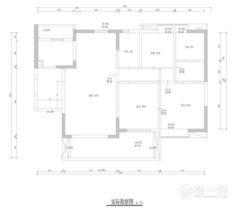 广州富力天禧78平米两居室现代简约原始平面图