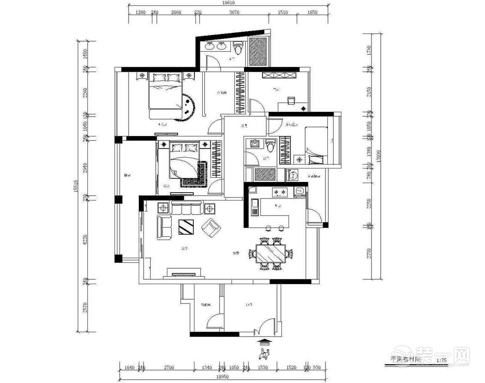 广州天誉花园112平米三居室现代风格布置图