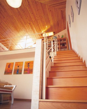 广州翡翠绿洲146平米四居室现代田园风格楼梯实景图