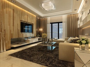 廣州富力天禧78平米兩居室現代簡約客廳效果圖